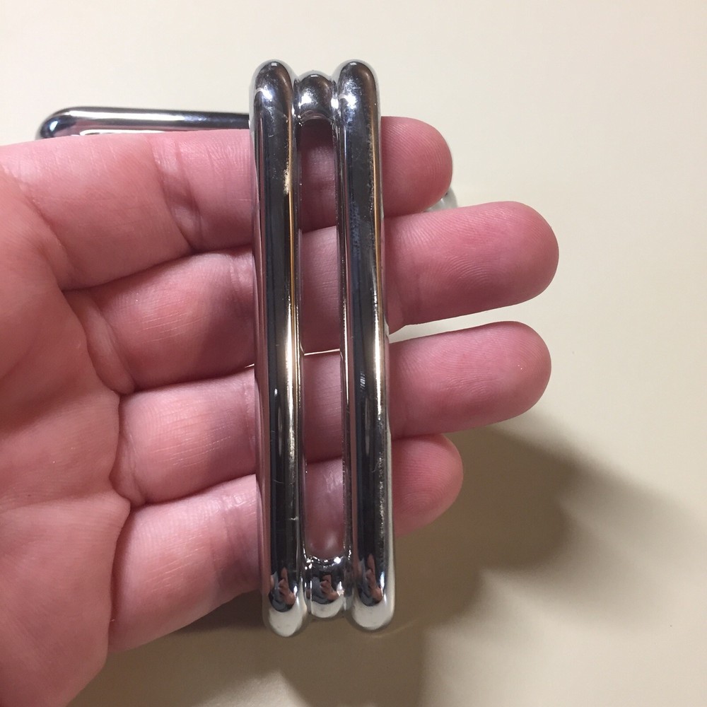 2 Vintage KBC Chrome Split Bar Drawer Pull Mid Century Style Lot M