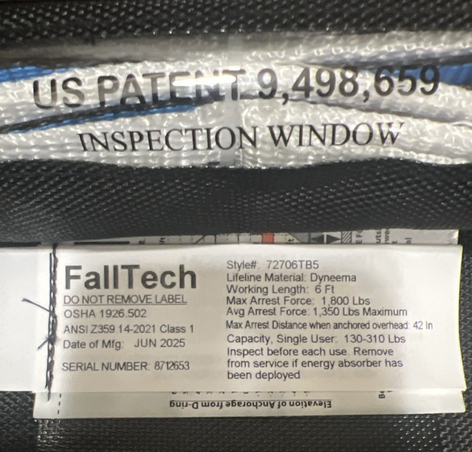 FallTech DuraTech Mini 6’ SRL MFG DATE June 2025