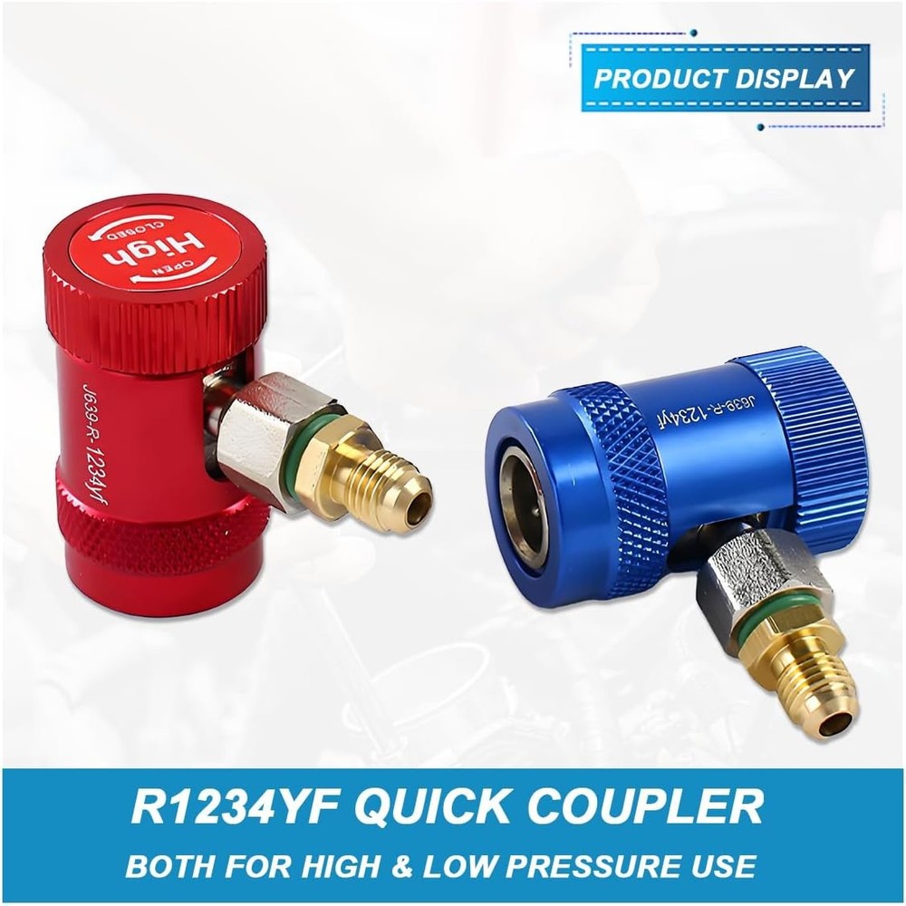 R1234yf A/C Refrigerant Quick Coupler Adapter Set, Adjustable High & Low Pressur