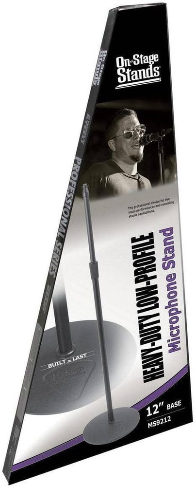 MS9212 Heavy-Duty Low Profile Microphone Stand with 12" Base, Black