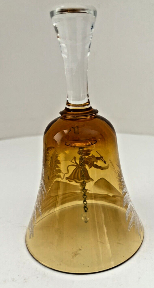 Mary Gregory Amber Glass Bell