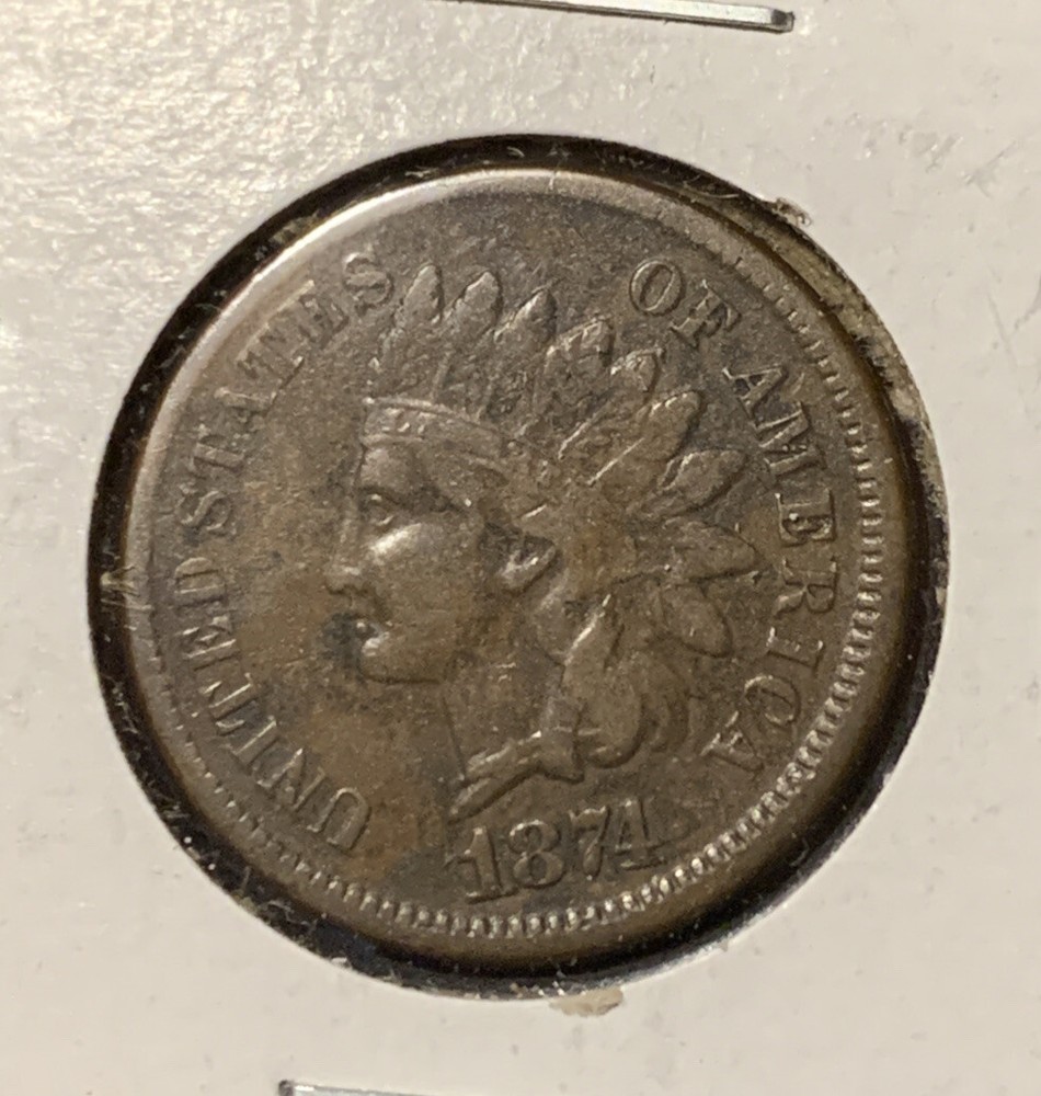 1874 INDIAN HEAD CENT ~ VF Details!