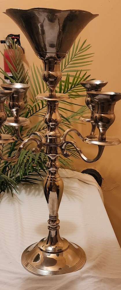 5 branch silverplated candelabra