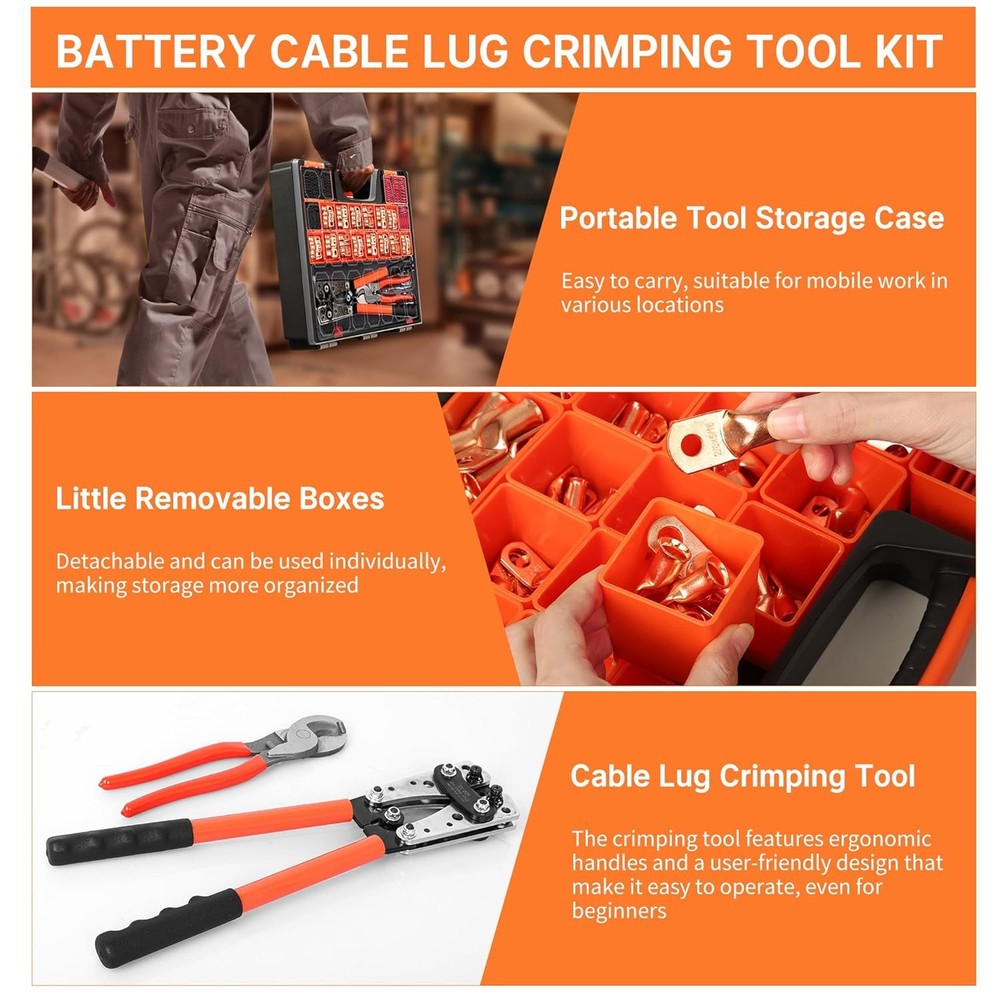Cable Lug Crimping Tool Kit with Cutter