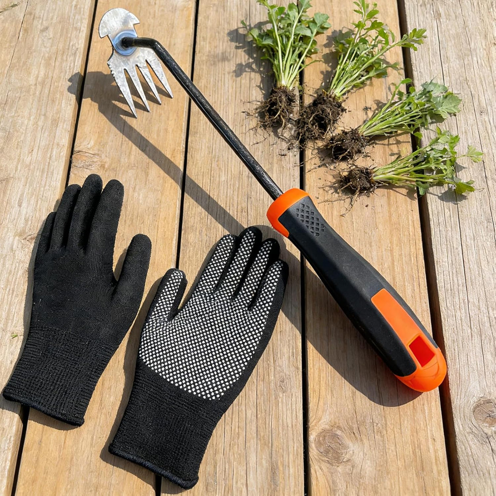 Durable Dual-Purpose Weed Puller Tool with Manganese Steel Teeth