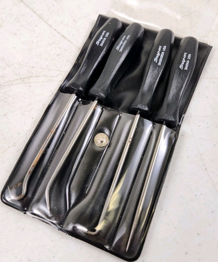 SNAP-ON TOOLS ASA204A Black Mini Screwdriver Handle 4Pc Pick Set!!