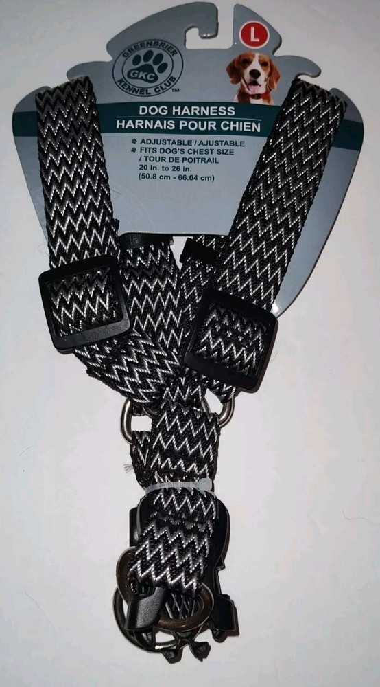 New Black & White Zigzag Pattern Dog Harness Size Large