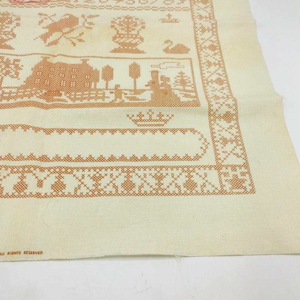 Vintage Needles N' Hoops Sampler Needlepoint Pattern Folk Art Primitive