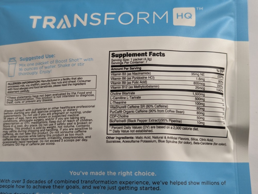 TransformHQ Everyday Boost Shot Crisp Apple 7 Servings & Bottle
