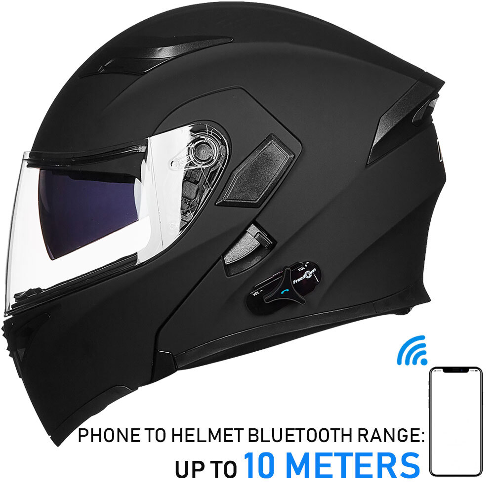 ILM Bluetooth Motorcycle Helmet Flip up Modular Dual Visor Intercom FM DOT 902BT
