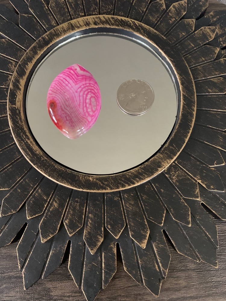 Agate Cabachon Pink Dyed drilled hole