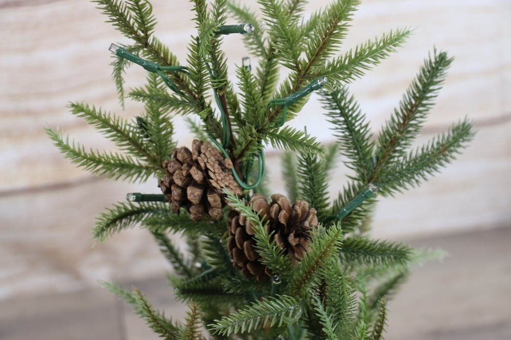 Pottery Barn Lit Pine Tree Small in Basket 18"