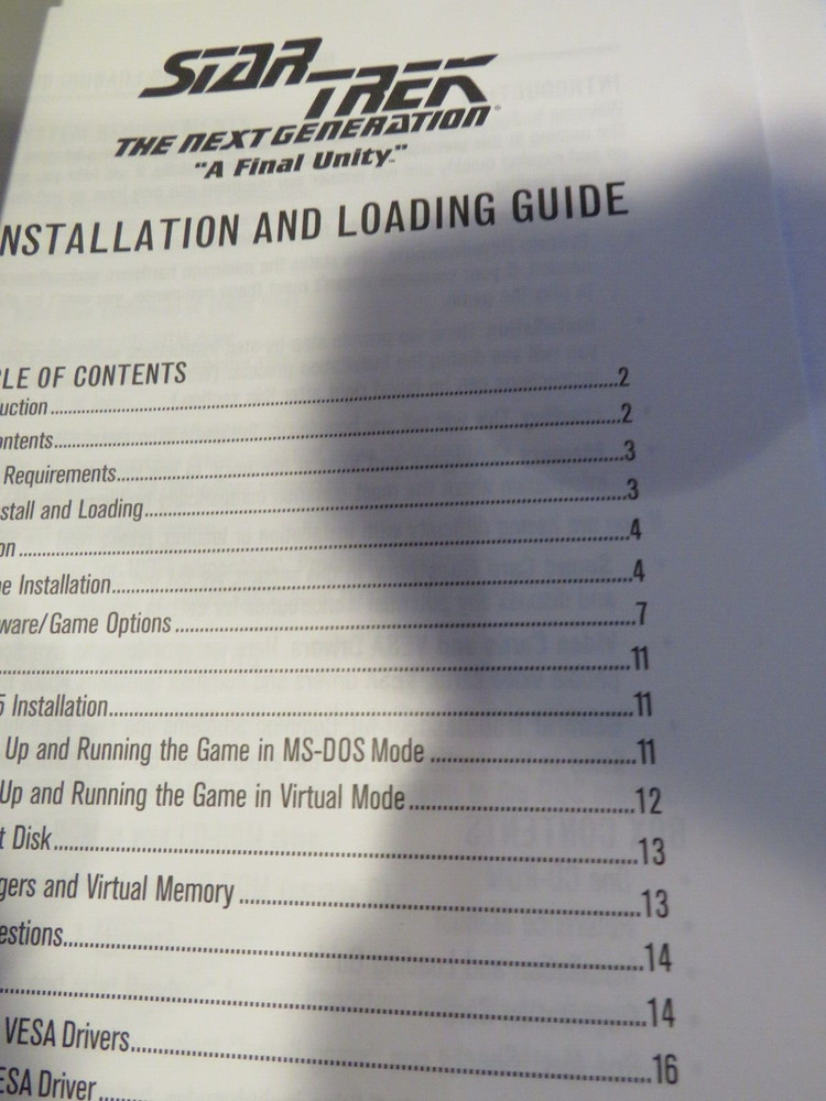 Star Trek The Next Generation "A Final Unity" Reference Manual Spectrum HoloByte