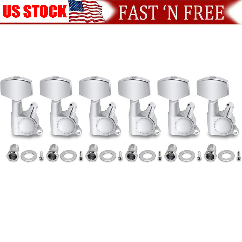 6R Guitar String Inline Tuning Pegs Tuners Keys Machine Heads Chrome ##