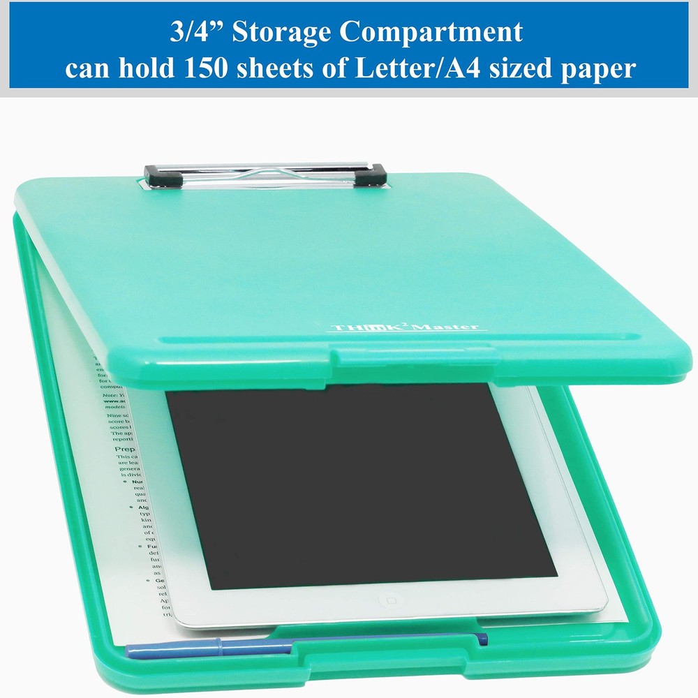 Think2Master [3 Pack] Teal Plastic Storage Clipboard. | 25% Heavier &
