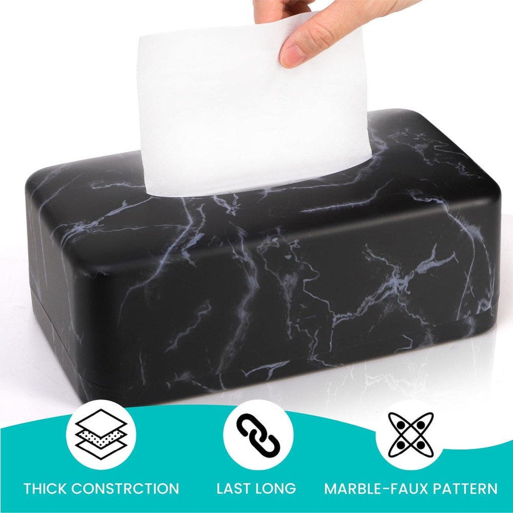 Nagpew Tissue Box Holder, Rectangular Napkin Dispenser Cover, Black