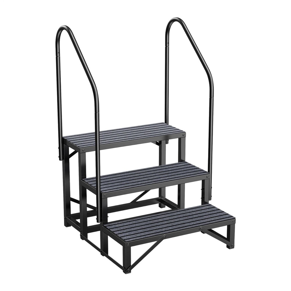 3 Steps RV Steps Outdoor Stairs w/ Handrails, Non-Slip 440lbs