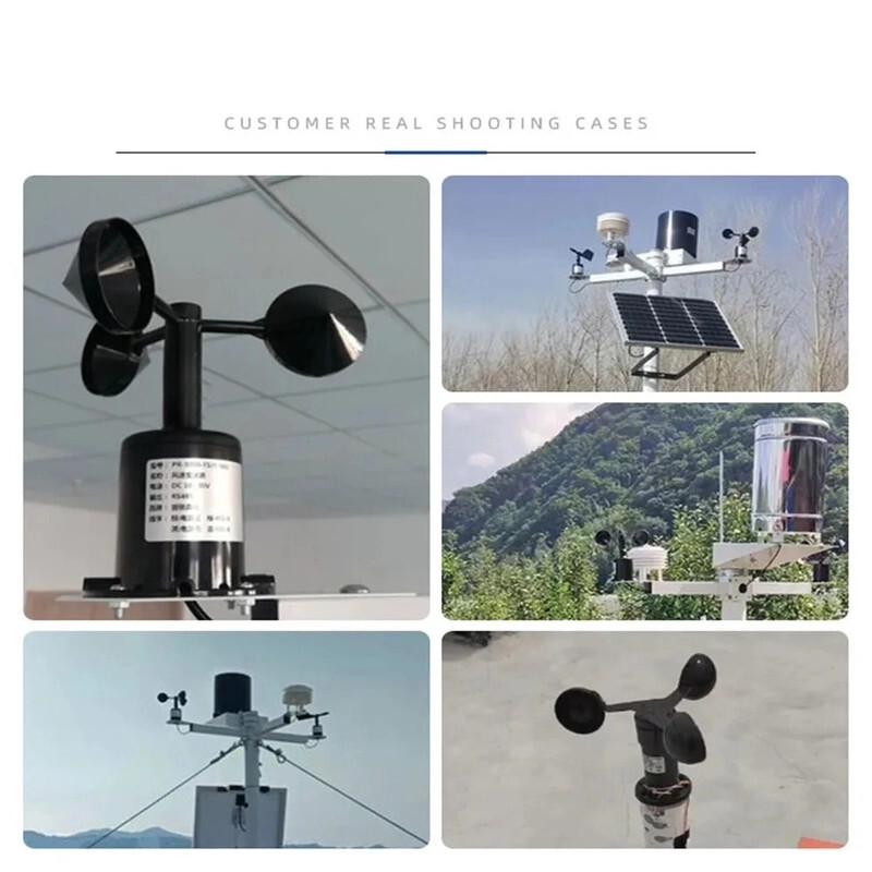 Wind Speed Sensor 3 Cup Anemometer Automatic Display With Self Powered Meter