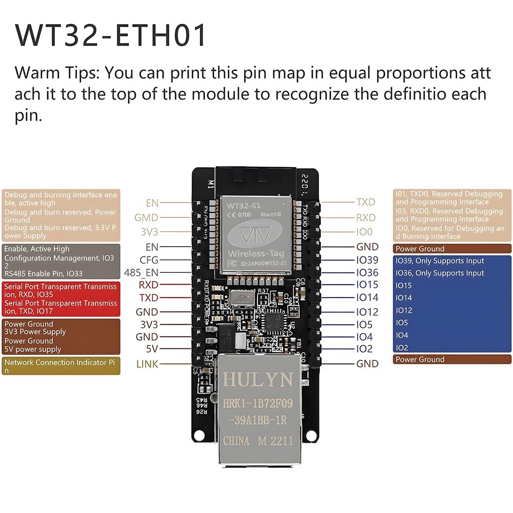 WT32-ETH01 Development Board Ethernet - ESP32 Development Board Module Embedd...