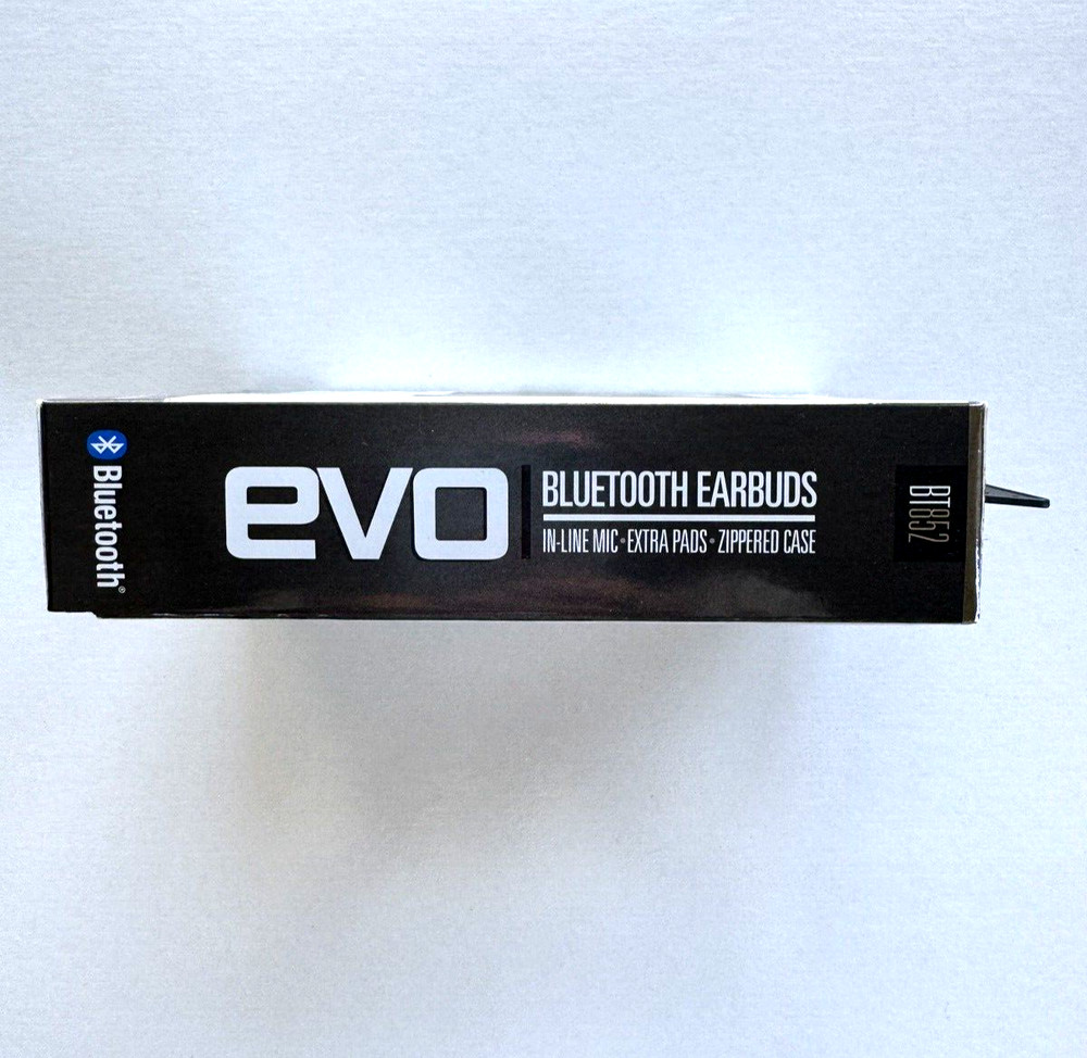 EVO Wireless Bluetooth Earbuds w/Mic - White Includes zippered case, extra pads