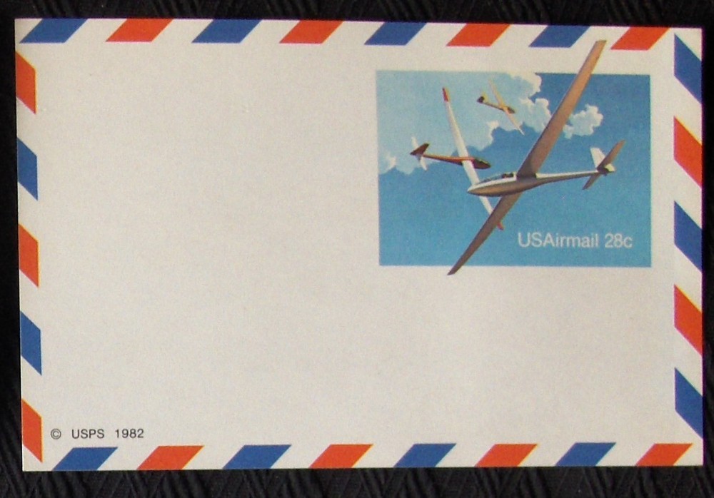 US 28c Air Mail SOARING AIRPLANE Postcard.