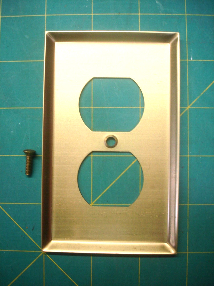 BRASS OUTLET COVER & SCREW THICK SOLID VERY WELL MADE NOS