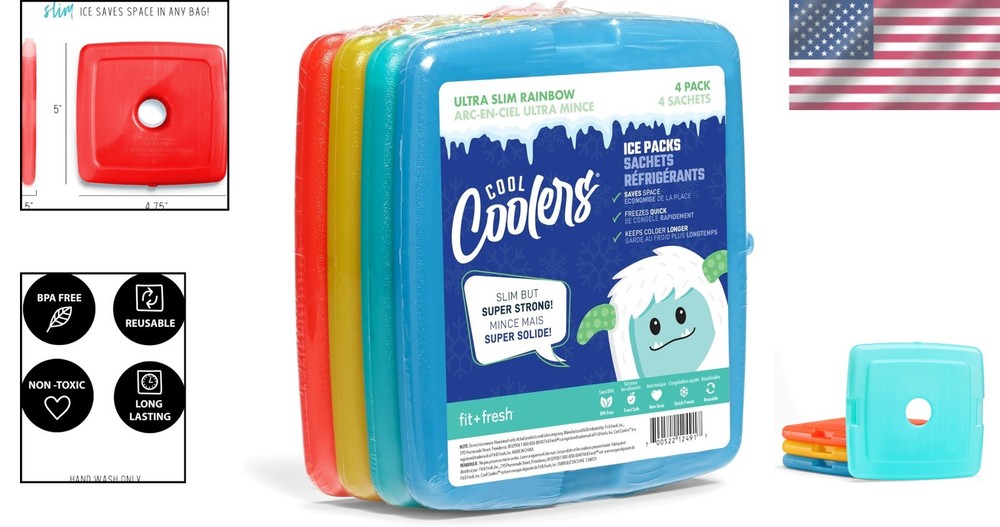 Cool Coolers 4-Pack Slim Reusable Ice Packs