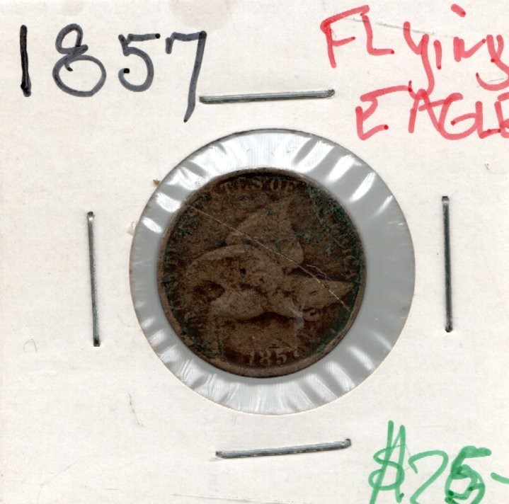 1857 FLYING EAGLE FULL RIMS NICE