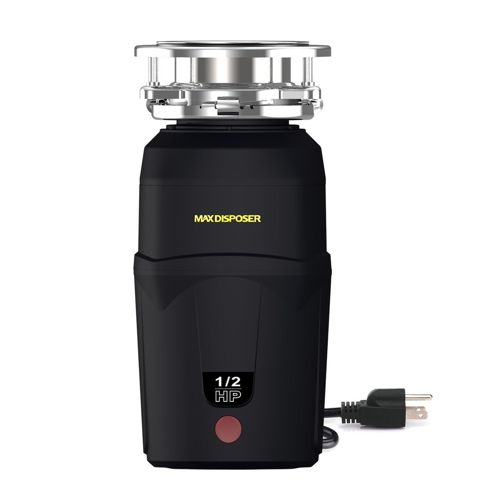 Garbage Disposal 1/2 HP for Kitchen sink Quiet with Power Cord, Easy install,...