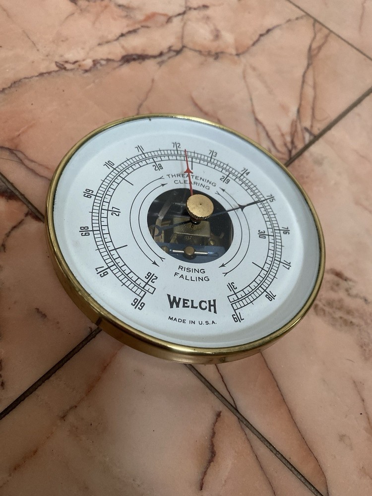 Vintage Welch Brass Barometer