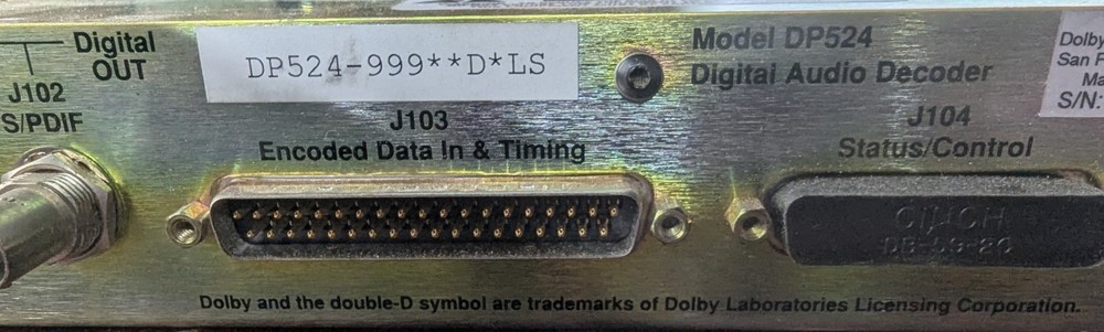 Dolby DP524 Digital Audio Decoder Rackmount AES/EBU SPDIF Pro Broadcast