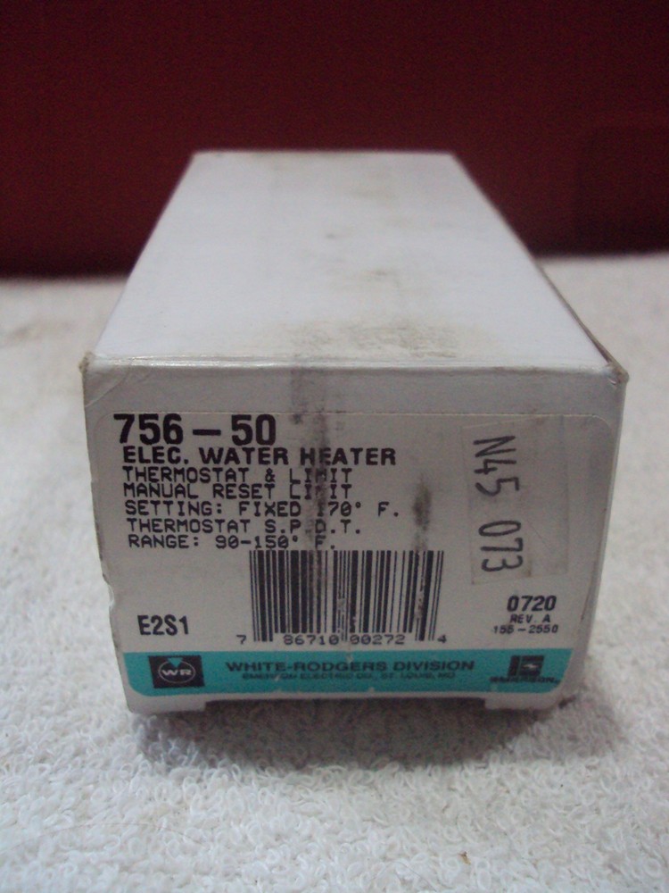 White Rodgers Elec. Water Heater Thermostat & Limit Manual Reset Limit 756-50