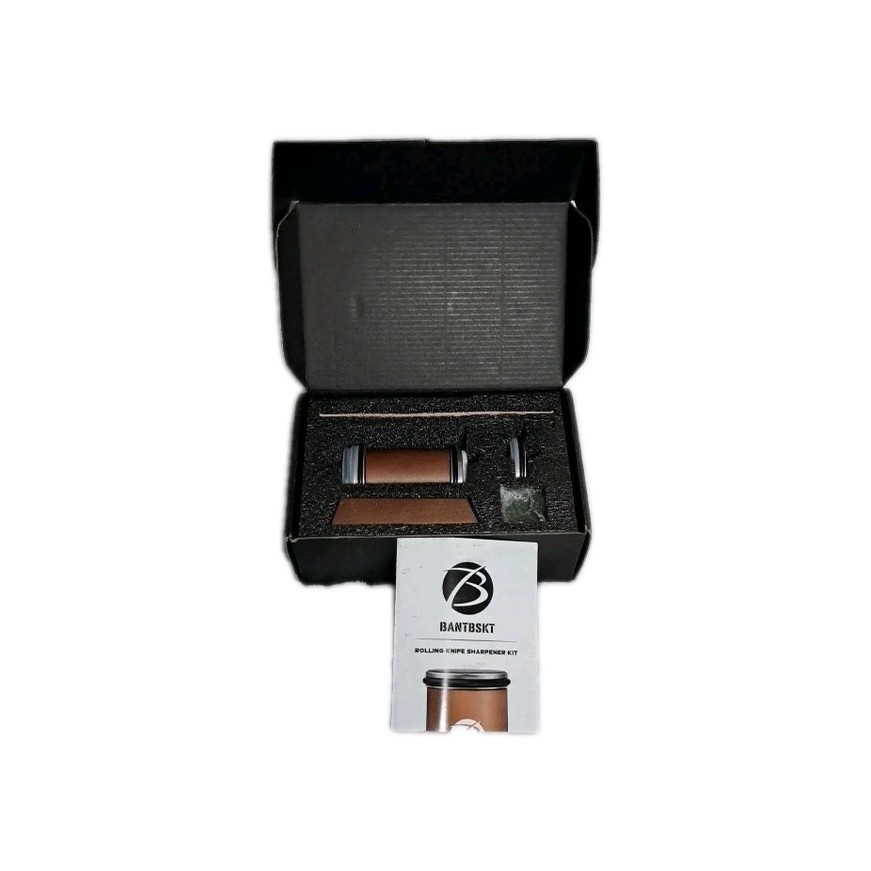 Rolling Knife Sharpener Kit, 15 & 20 Degree, Ceramic Discs, Leather Strop