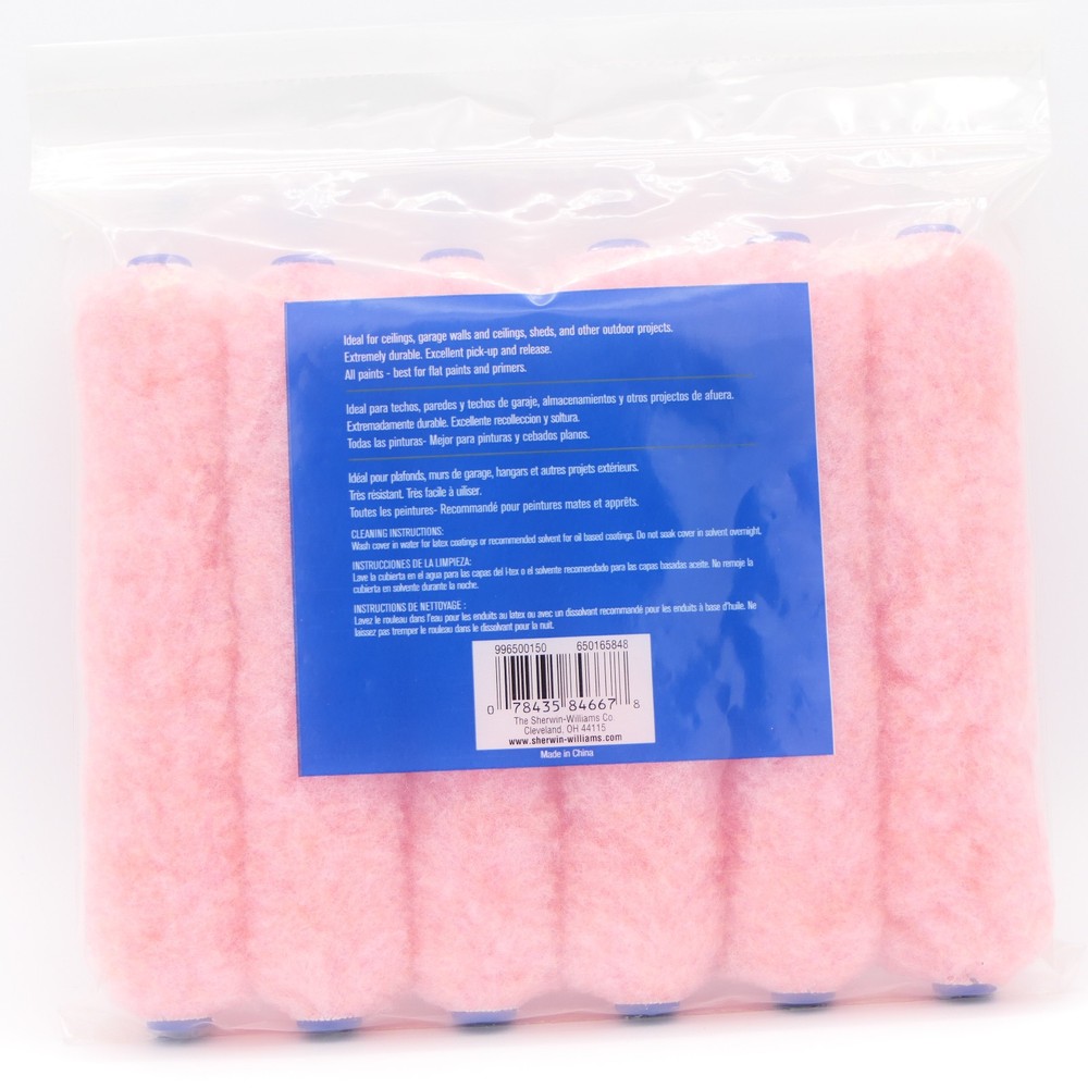 Sherwin Williams Contractor Series 6 1/2" Mini Rollers Polyester 1/2' Nap 6 Pack