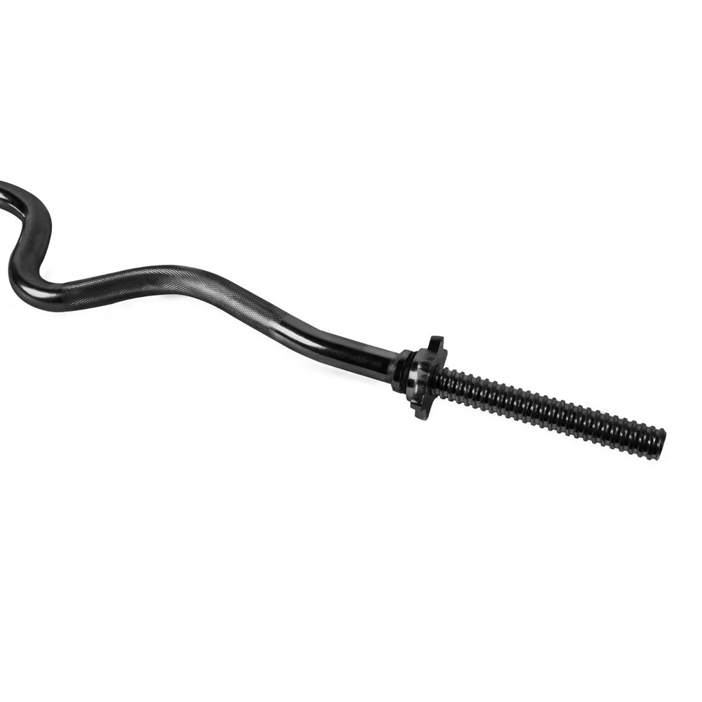 CAP Barbell Standard 1-Inch Threaded Solid Super Curl Bar, Black