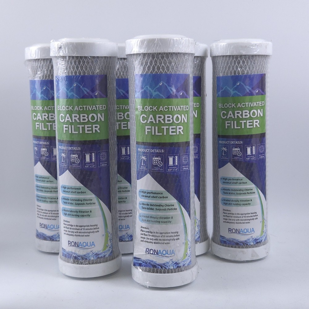6x- 9.875" x 2.5" Coconut Shell Carbon Block Water Filter for Whole house & RO