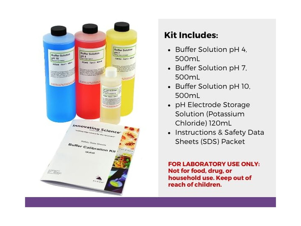 pH Calibration Solution 4.00, 7.00, 10.00 & pH Electrode Storage Solution, 50...