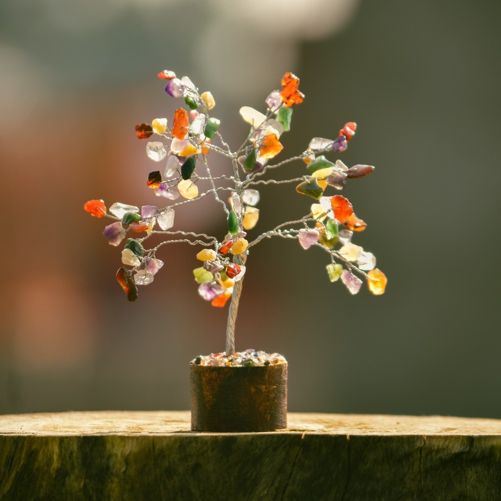 Multi stoneTree Bonsai Tree Crystal Tree Chakra Tree Wire wrapped tree Gem tree