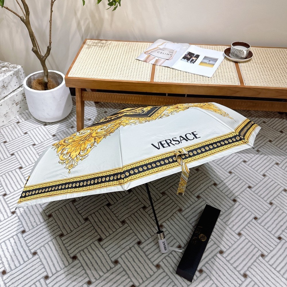 Versace Gold flower Pattern Umbrella Automatic 3-Fold Sun Rain Parasol
