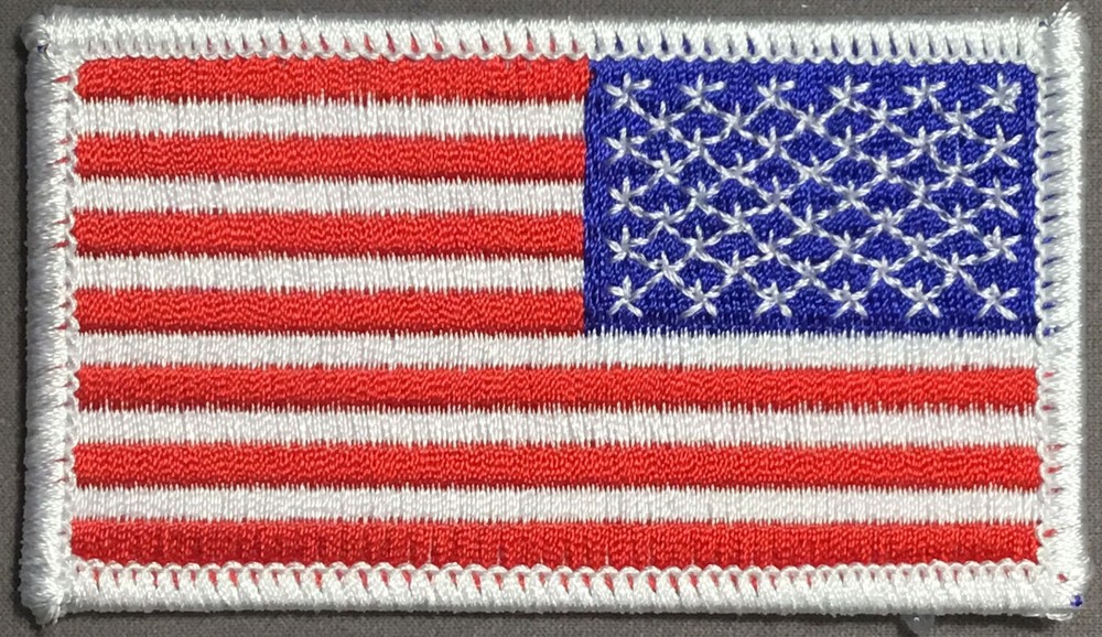 American Flag Reversed White border patch