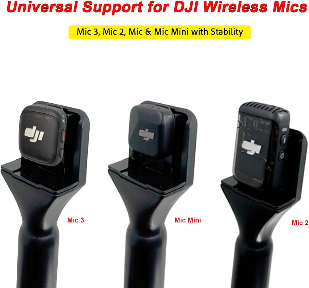 Wireless Microphone Handheld Adapter Stick - Interview Handle Mount for DJI Mic