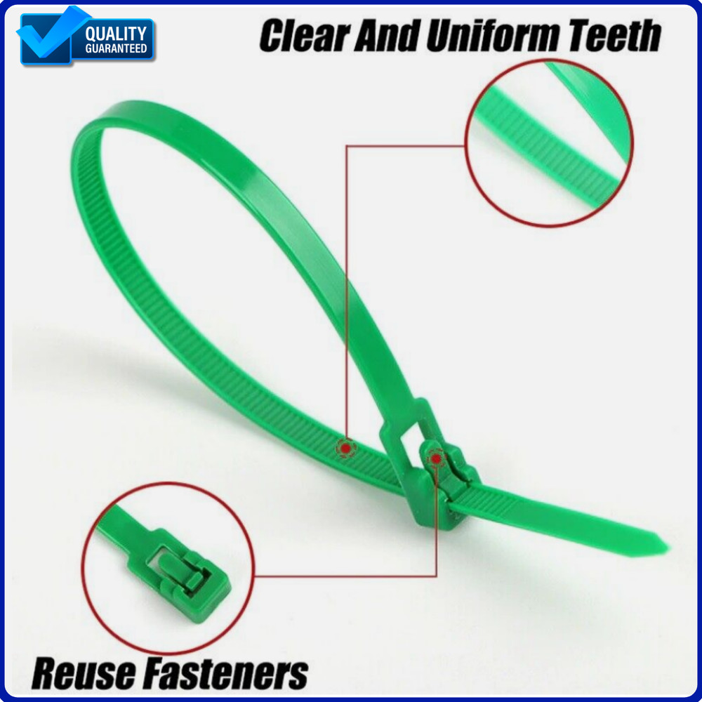 Cable Zip Ties Releasable Reusable Wrap Wire Removable Nylon Plastic Heavy Duty