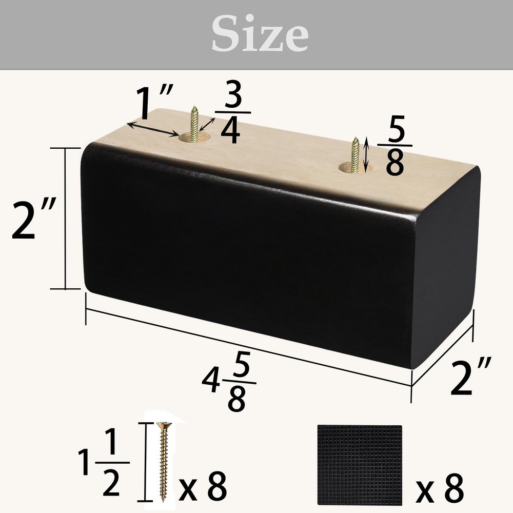 Wood Bed Risers Black, 2 inch