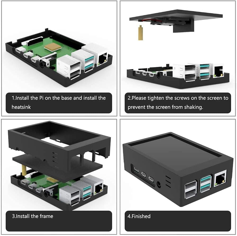 Raspberry Pi 4 3.5" Touch Screen Kit with Case & Mini Cooling Fan