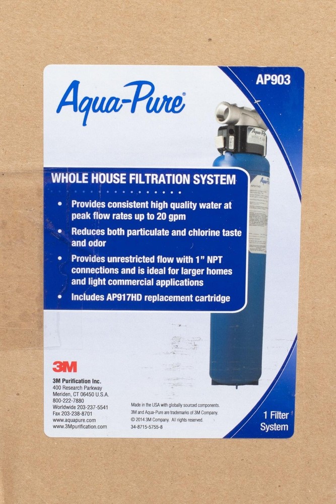 3M Aqua-Pure Whole House Water Filtration System AP903 AP917HD Filter Blue