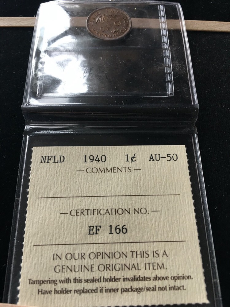 1940 ICCS Graded Newfoundland One Cent **AU-50**