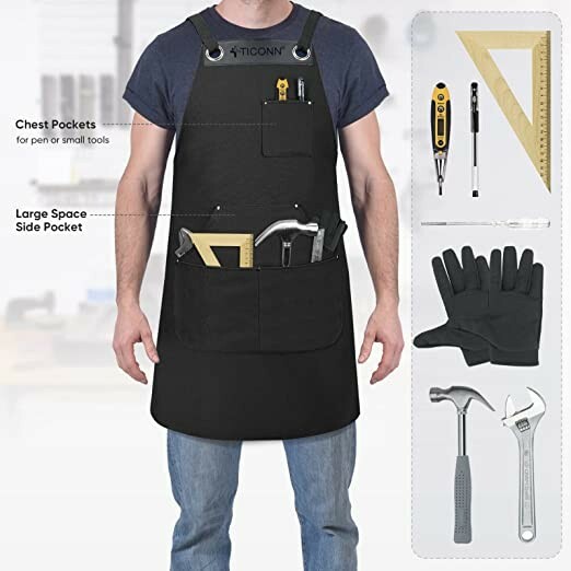 Heavy Duty Waxed Canvas Apron, 16oz Thick Canvas Multi-Functional Apron Standard