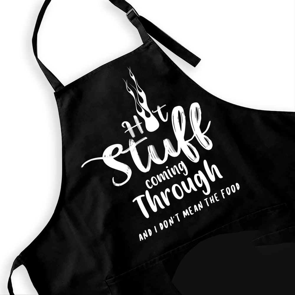 Funny Aprons Black Kitchen Chef Apron, 2 Pockets Adjustable Neck Strap for Co...