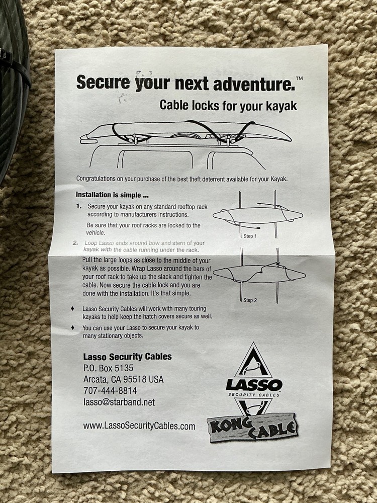Lasso Kayak Security Cable Kong