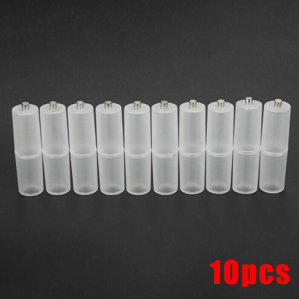10Pcs AAA to AA Size Cell Battery Converter Adapter Battery Holder Case Switch ·